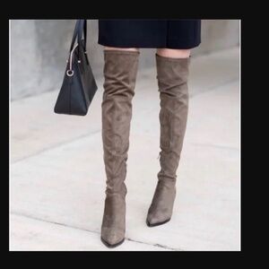 Marc Fisher ULONA OVER THE KNEE FASHION BOOTS pointed toe grey Size 9, EUC